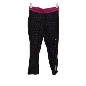 NIKE Dri-Fit Leggings XS Women Black Polyester Spandex Cropped
